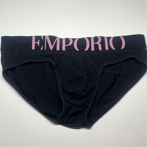 Emporio Armani Black Briefs with Pink Logo